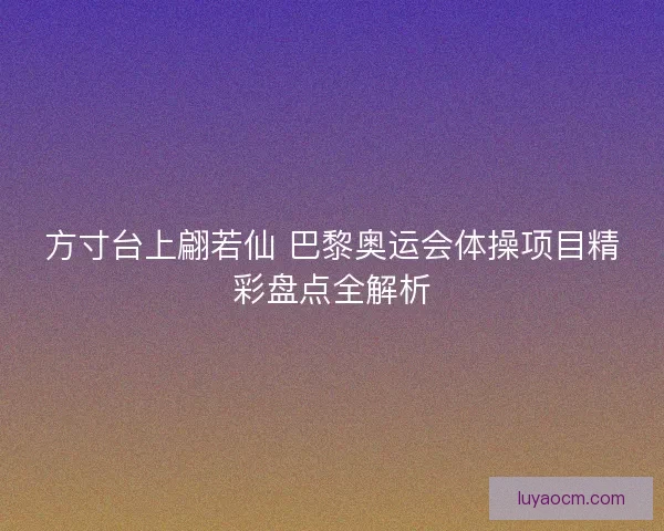 方寸台上翩若仙 巴黎奥运会体操项目精彩盘点全解析 方寸台上翩若仙 巴黎奥运会体操项目精彩盘点全解析