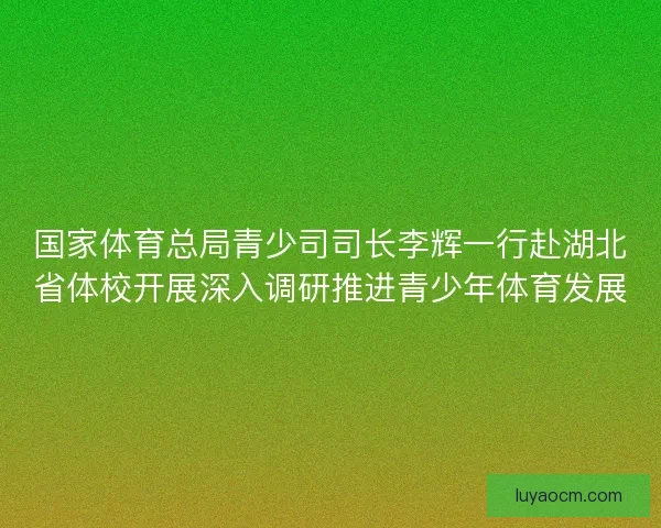 国家体育总局青少司司长李辉一行赴湖北省体校开展深入调研推进青少年体育发展